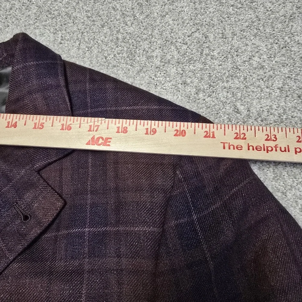 Brunello Cucinelli Sartoria Solomeo Blazer Linen Wool Silk Burgundy Plaid Italy